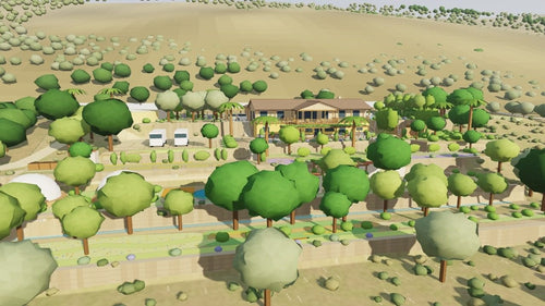 Lumina: 3D model of the whole terraced property seen from the valley