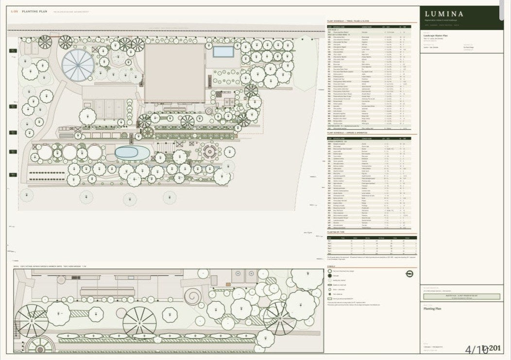 Lumina drawing set, sheet L-201: planting plan