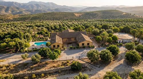 Lumina: photoreal visualisation of the arrival, house, pool and water tank above the Rio Verde valley